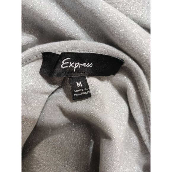 Express M Womens Top Silver Shimmer Scoop Neck Cami Stretch Adjustable Tank Chic - Picture 7 of 12